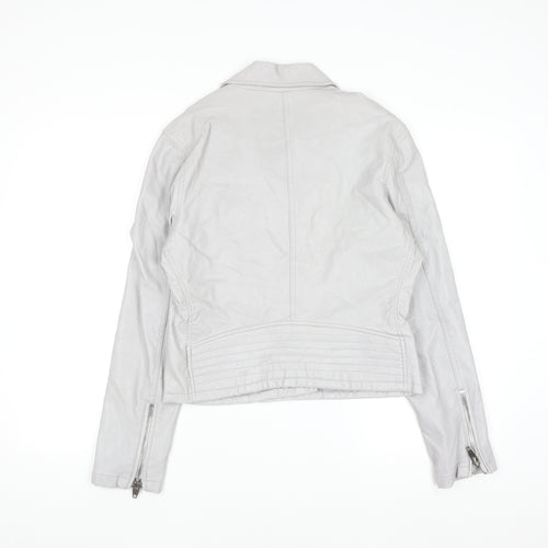 BLANKNYC Womens Grey Faux Leather Biker Jacket Size L