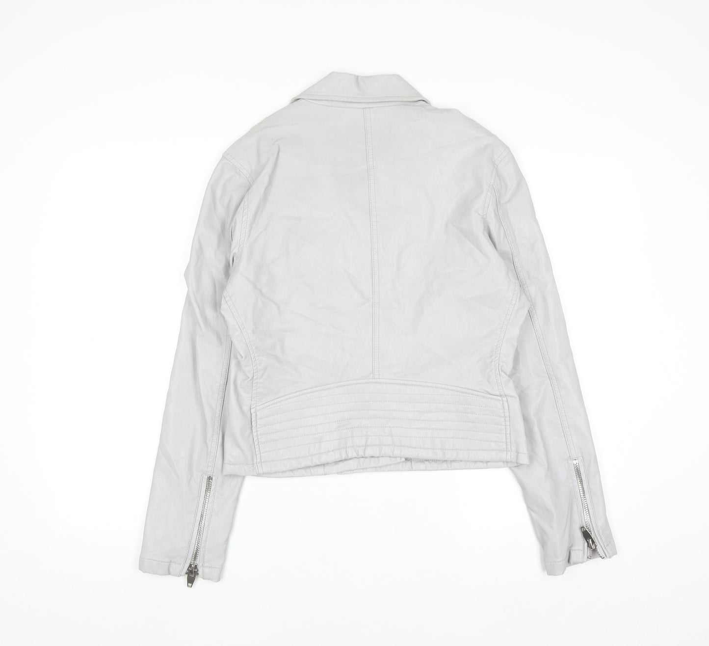 BLANKNYC Womens Grey Faux Leather Biker Jacket Size L