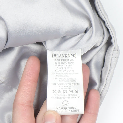 BLANKNYC Womens Grey Faux Leather Biker Jacket Size L