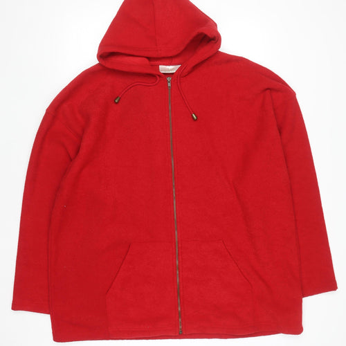 Ann Harvey Women's Red Hooded Full Zip Fleece Jacket Size 22/24