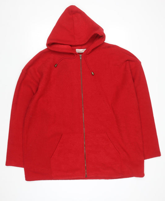 Ann Harvey Women's Red Hooded Full Zip Fleece Jacket Size 22/24