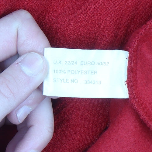 Ann Harvey Women's Red Hooded Full Zip Fleece Jacket Size 22/24