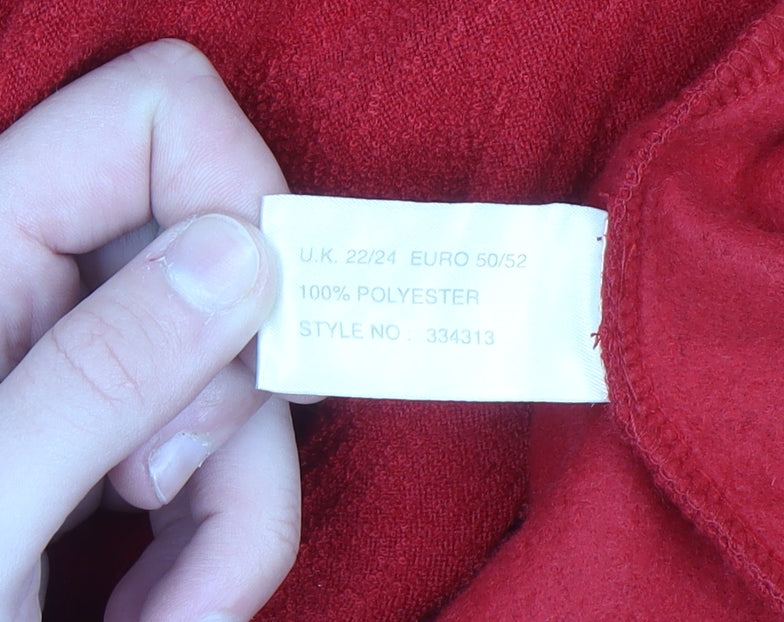 Ann Harvey Women's Red Hooded Full Zip Fleece Jacket Size 22/24