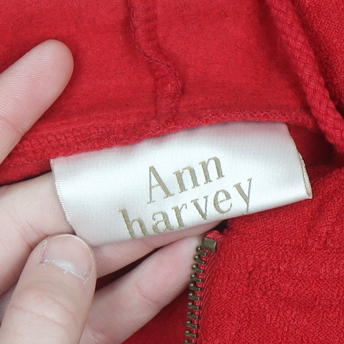 Ann Harvey Women's Red Hooded Full Zip Fleece Jacket Size 22/24