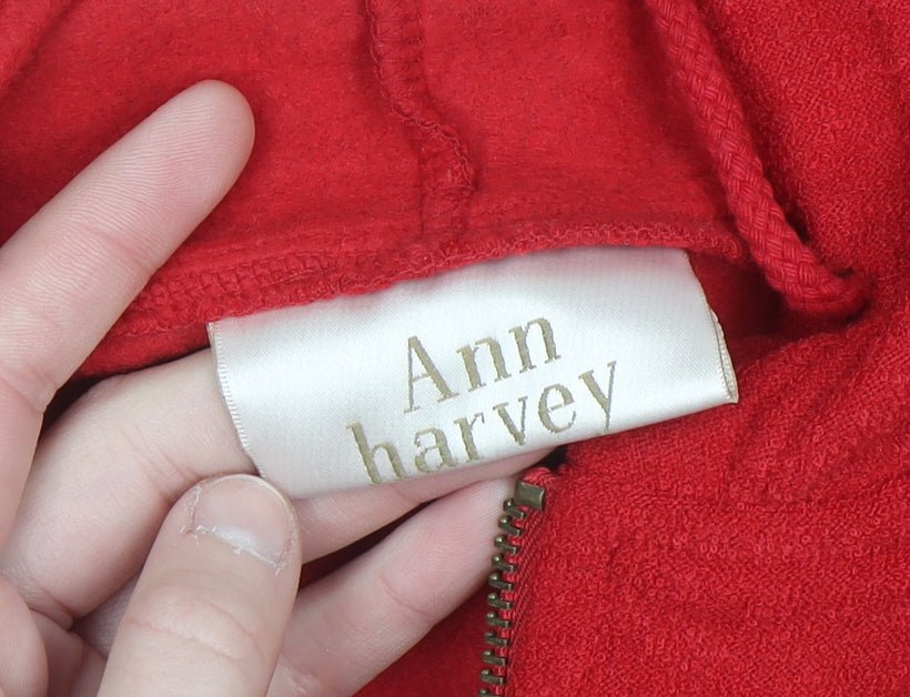 Ann Harvey Women's Red Hooded Full Zip Fleece Jacket Size 22/24