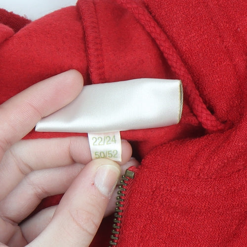 Ann Harvey Women's Red Hooded Full Zip Fleece Jacket Size 22/24