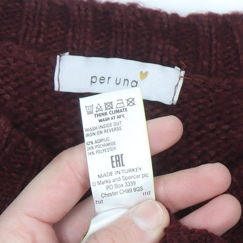 Marks and Spencer Women’s Red Cable Knit Jumper Size 18 Per Una