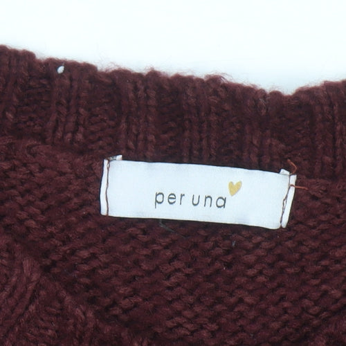 Marks and Spencer Women’s Red Cable Knit Jumper Size 18 Per Una