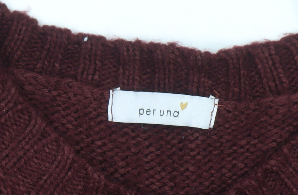 Marks and Spencer Women’s Red Cable Knit Jumper Size 18 Per Una