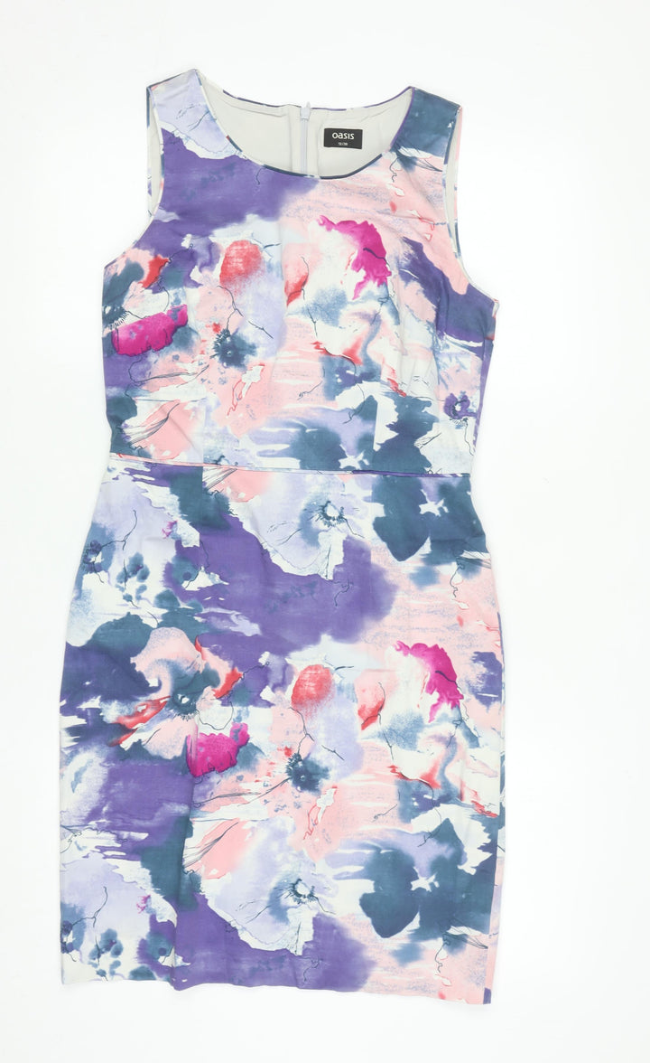 Oasis Women’s Multicoloured Floral Sheath Dress Size 12 Sleeveless