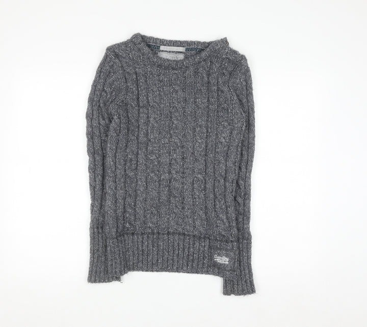 Superdry Women's Grey Cable Knit Jumper Size S