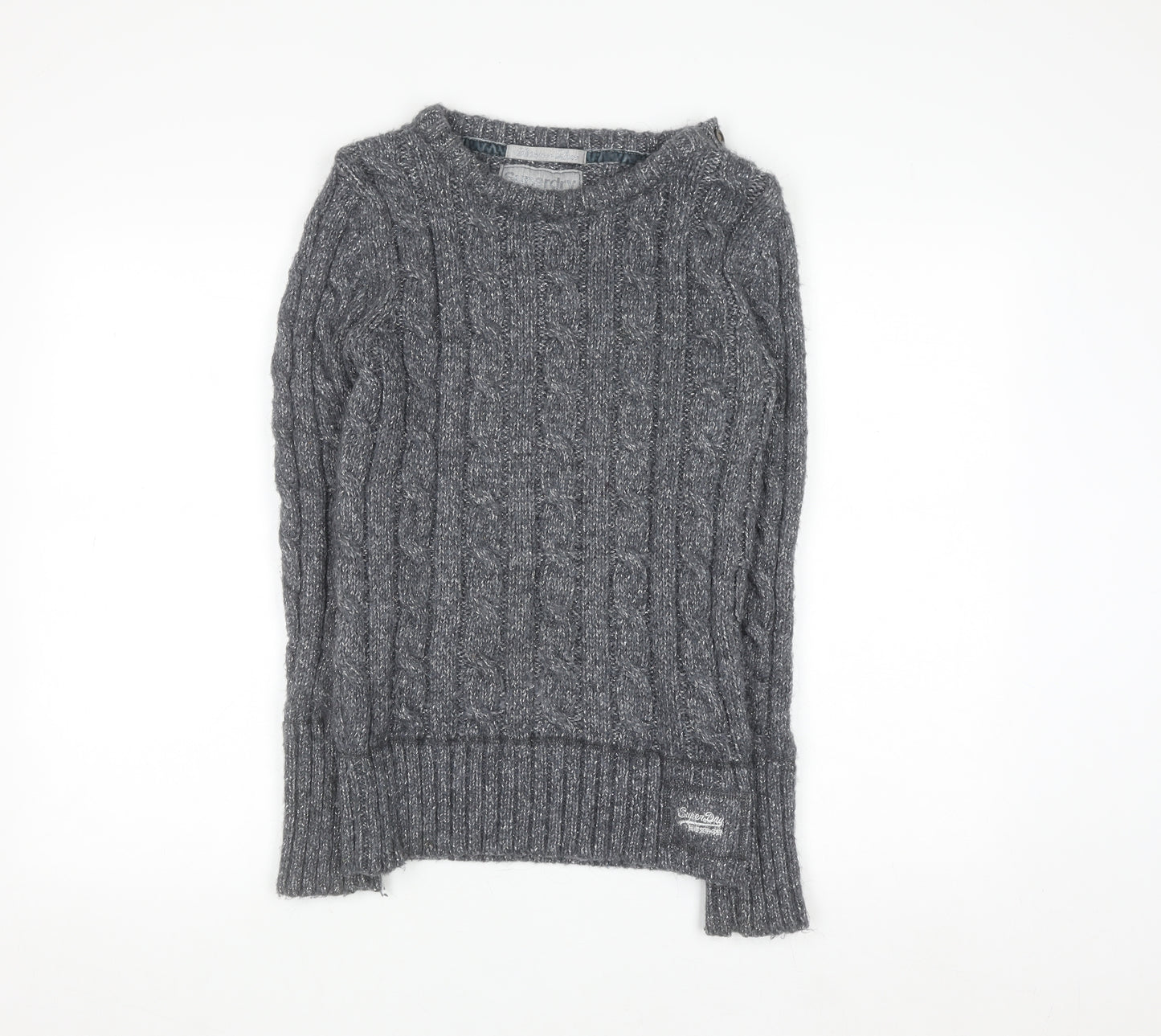 Superdry Women's Grey Cable Knit Jumper Size S