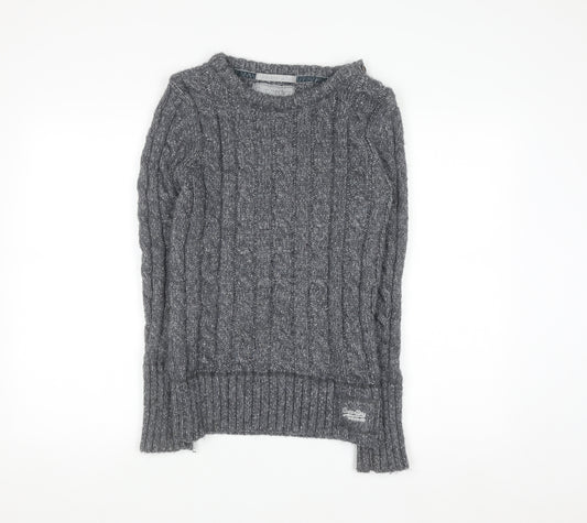 Superdry Women's Grey Cable Knit Jumper Size S