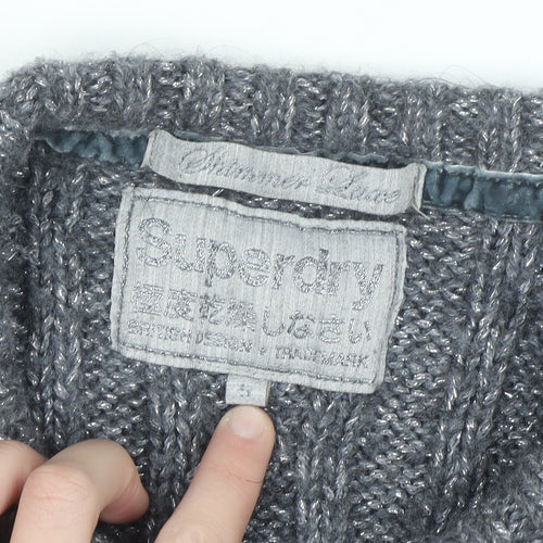 Superdry Women's Grey Cable Knit Jumper Size S