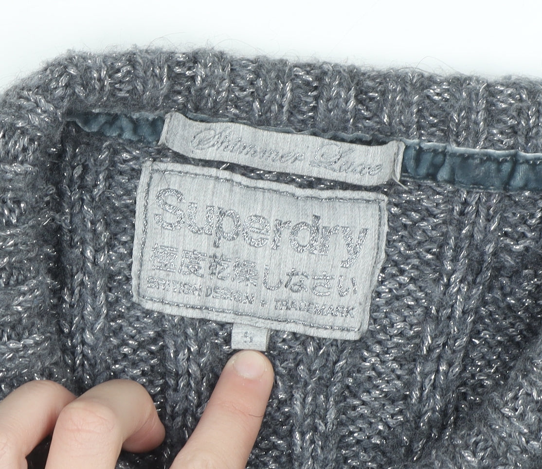 Superdry Women's Grey Cable Knit Jumper Size S