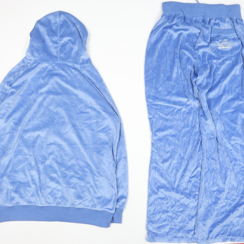 Cookies and Cream Women Blue Velour Tracksuit Size 18 Hooded Zip Sweat Set