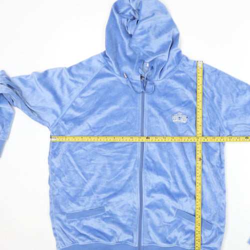 Cookies and Cream Women Blue Velour Tracksuit Size 18 Hooded Zip Sweat Set