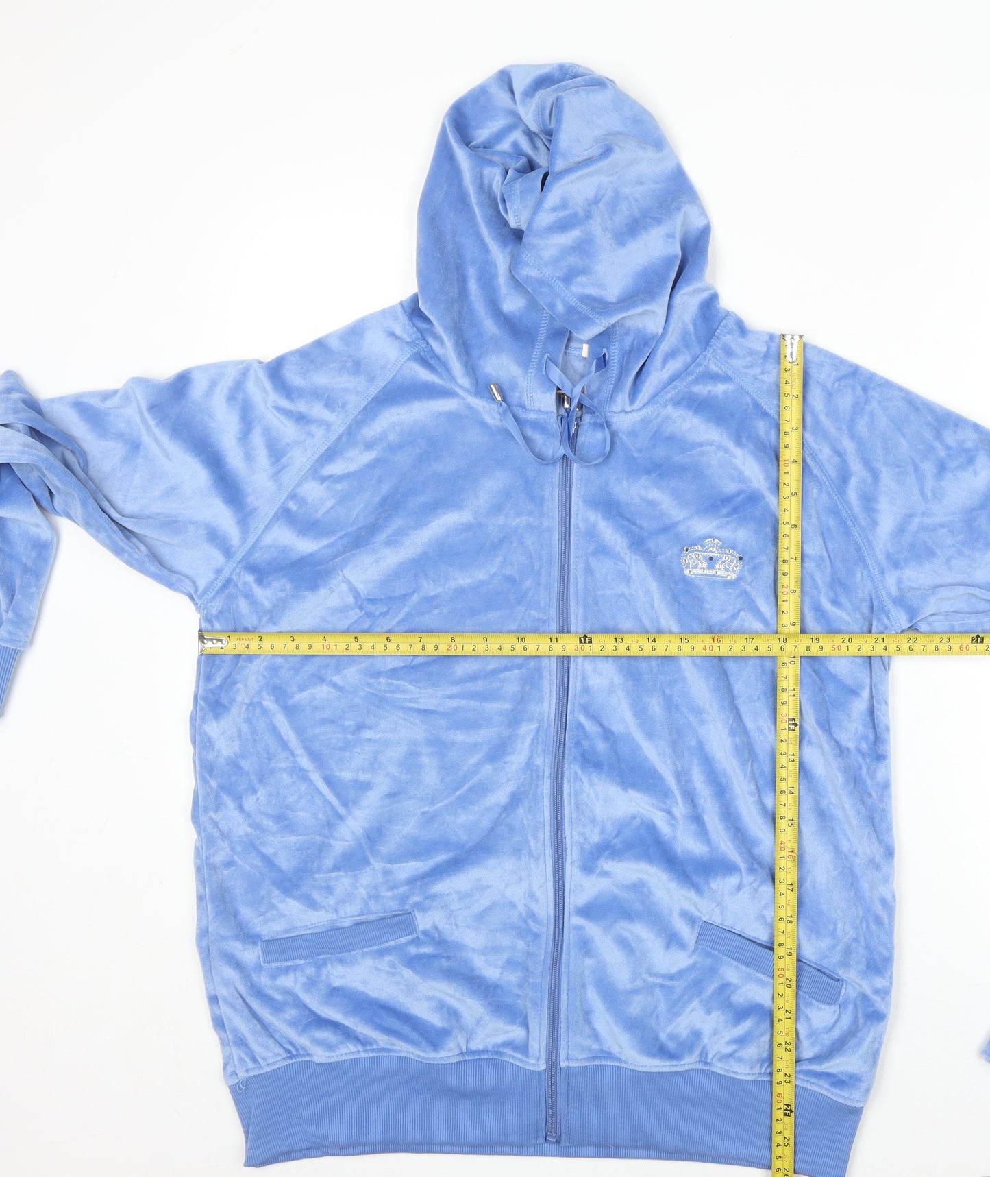 Cookies and Cream Women Blue Velour Tracksuit Size 18 Hooded Zip Sweat Set