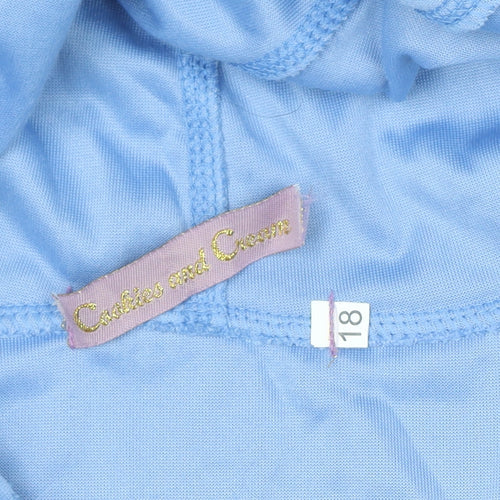 Cookies and Cream Women Blue Velour Tracksuit Size 18 Hooded Zip Sweat Set