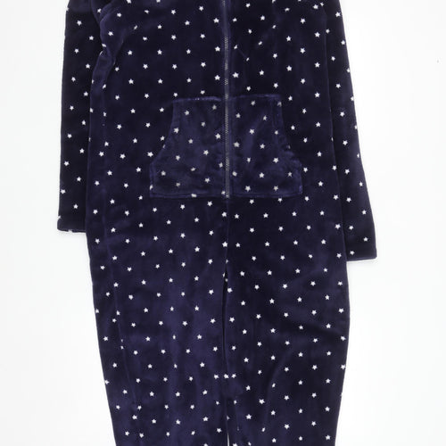 Marks and Spencer Women Blue Star Print Hooded Velour Onesie Size 12