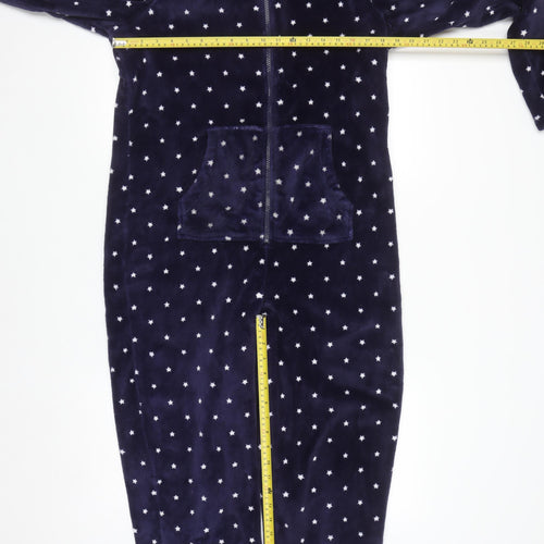 Marks and Spencer Women Blue Star Print Hooded Velour Onesie Size 12