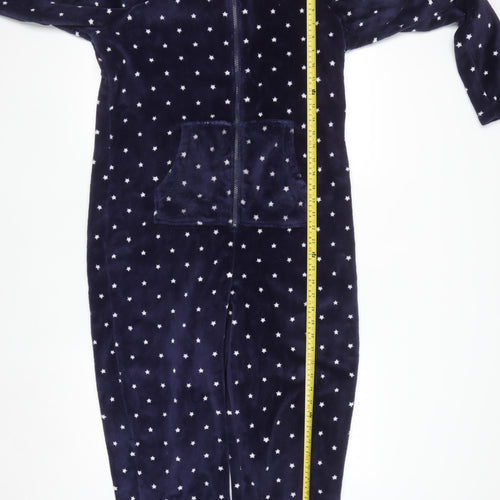Marks and Spencer Women Blue Star Print Hooded Velour Onesie Size 12