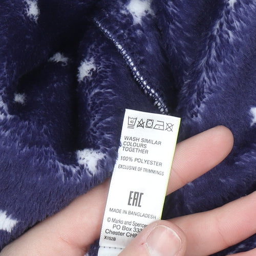 Marks and Spencer Women Blue Star Print Hooded Velour Onesie Size 12