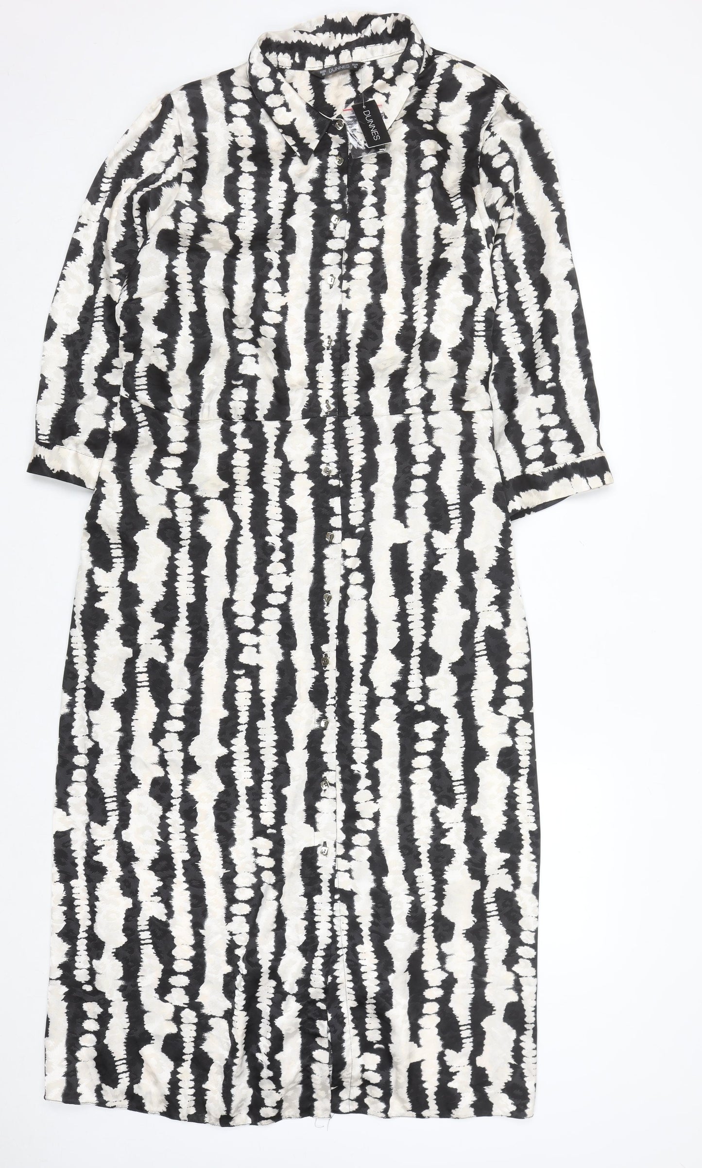 Dunnes Stores Women’s Black Tie-Dye Collared Midi Shirt Dress Size 22