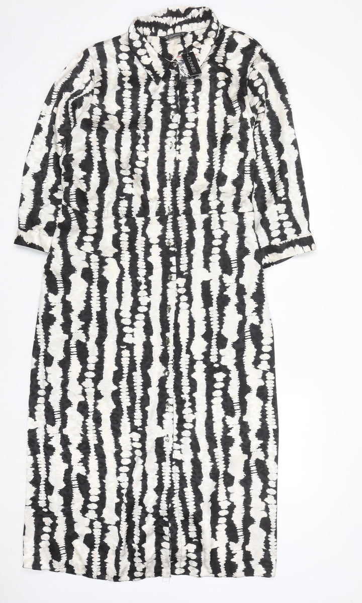 Dunnes Stores Women’s Black Tie-Dye Collared Midi Shirt Dress Size 22