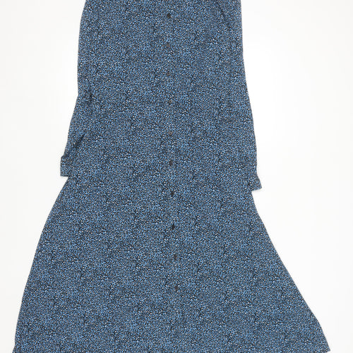 Gallery Women’s Blue Animal Print Long Sleeve Midi Shirt Dress Size 12