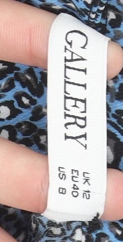 Gallery Women’s Blue Animal Print Long Sleeve Midi Shirt Dress Size 12