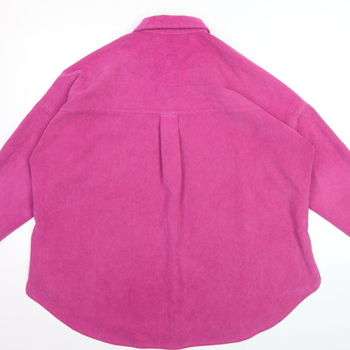 ZARA Womens Pink Corduroy Button-Up Shirt Size M Long Sleeve