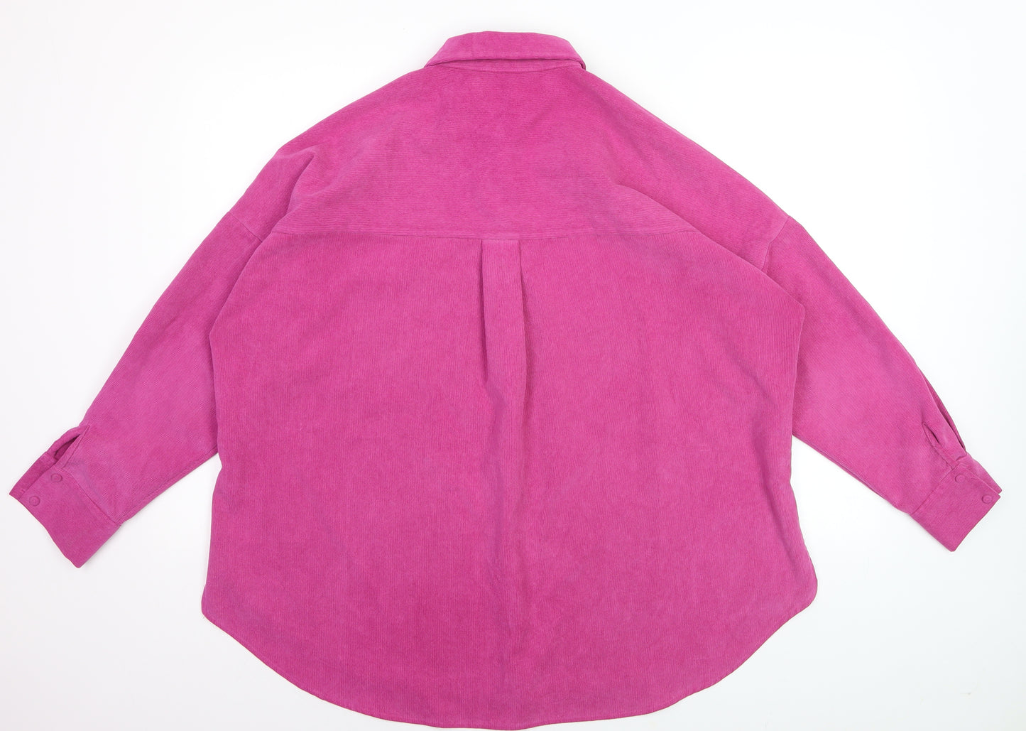 ZARA Womens Pink Corduroy Button-Up Shirt Size M Long Sleeve