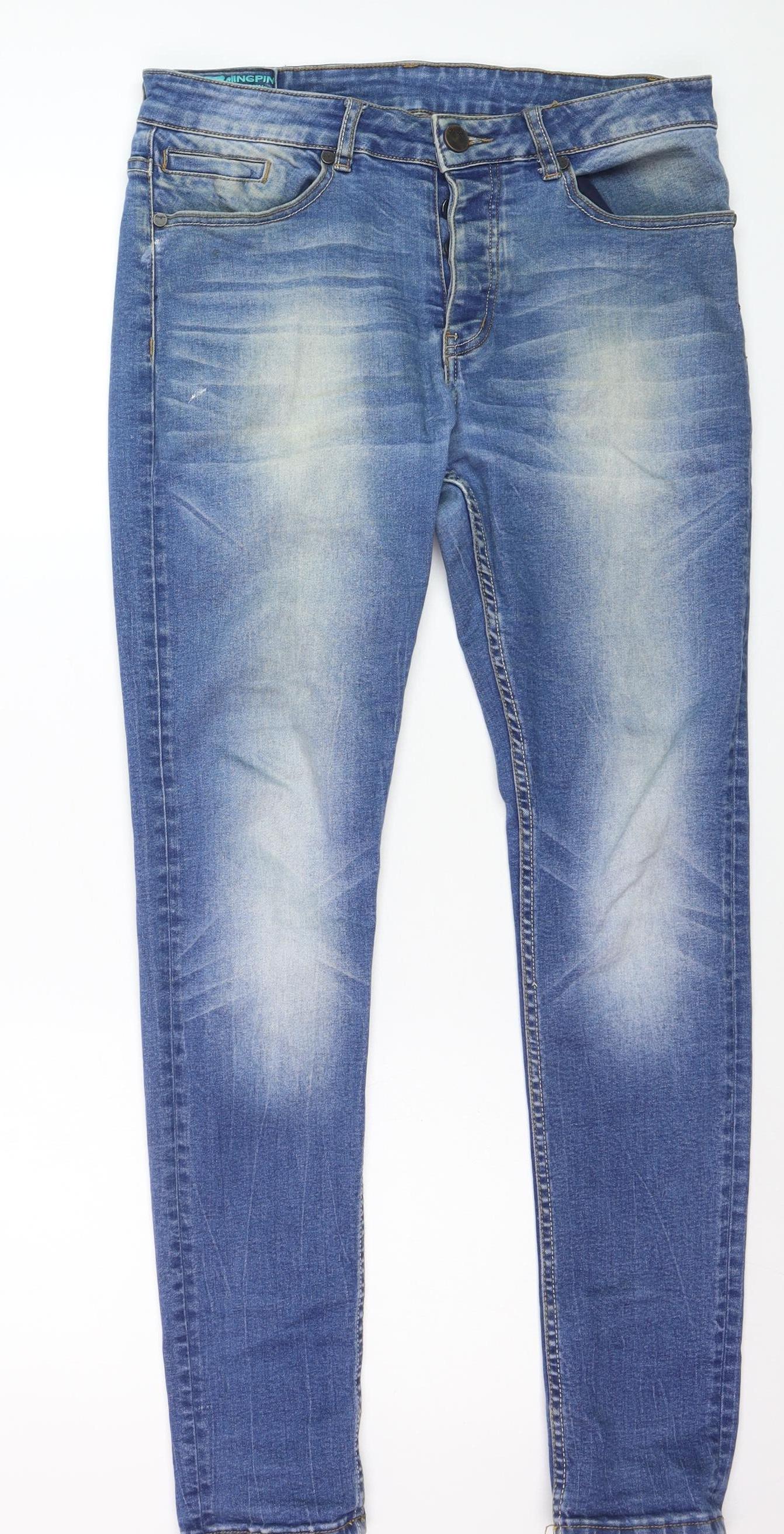 Kingpin Women Blue Skinny Mid Rise Stretch Denim Jeans Size 32R