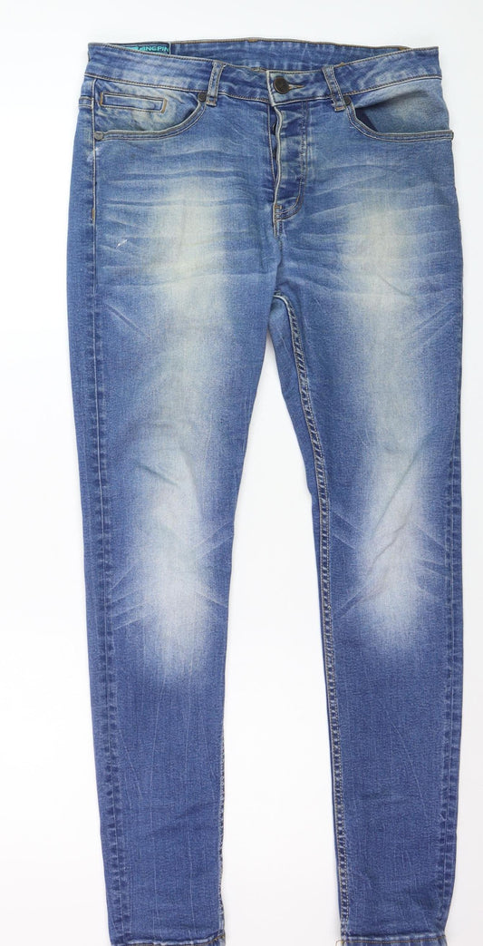 Kingpin Women Blue Skinny Mid Rise Stretch Denim Jeans Size 32R