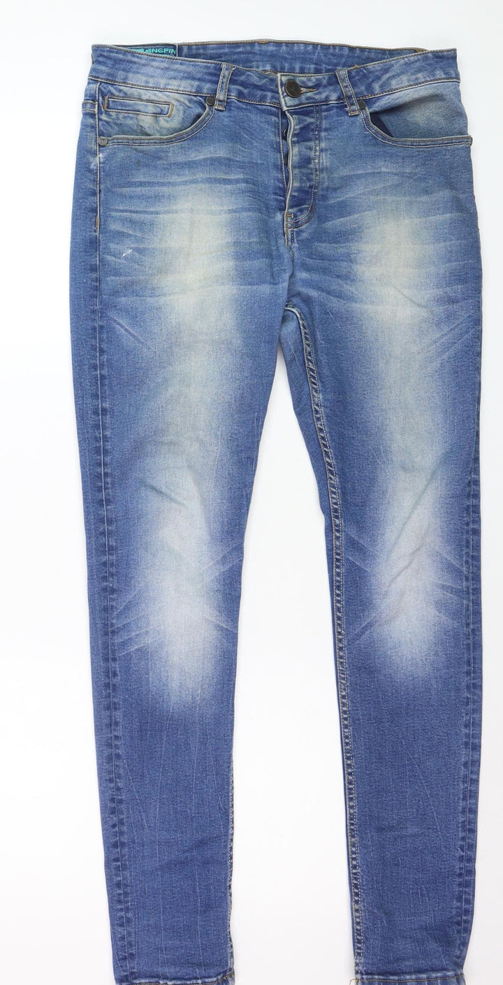 Kingpin Women Blue Skinny Mid Rise Stretch Denim Jeans Size 32R