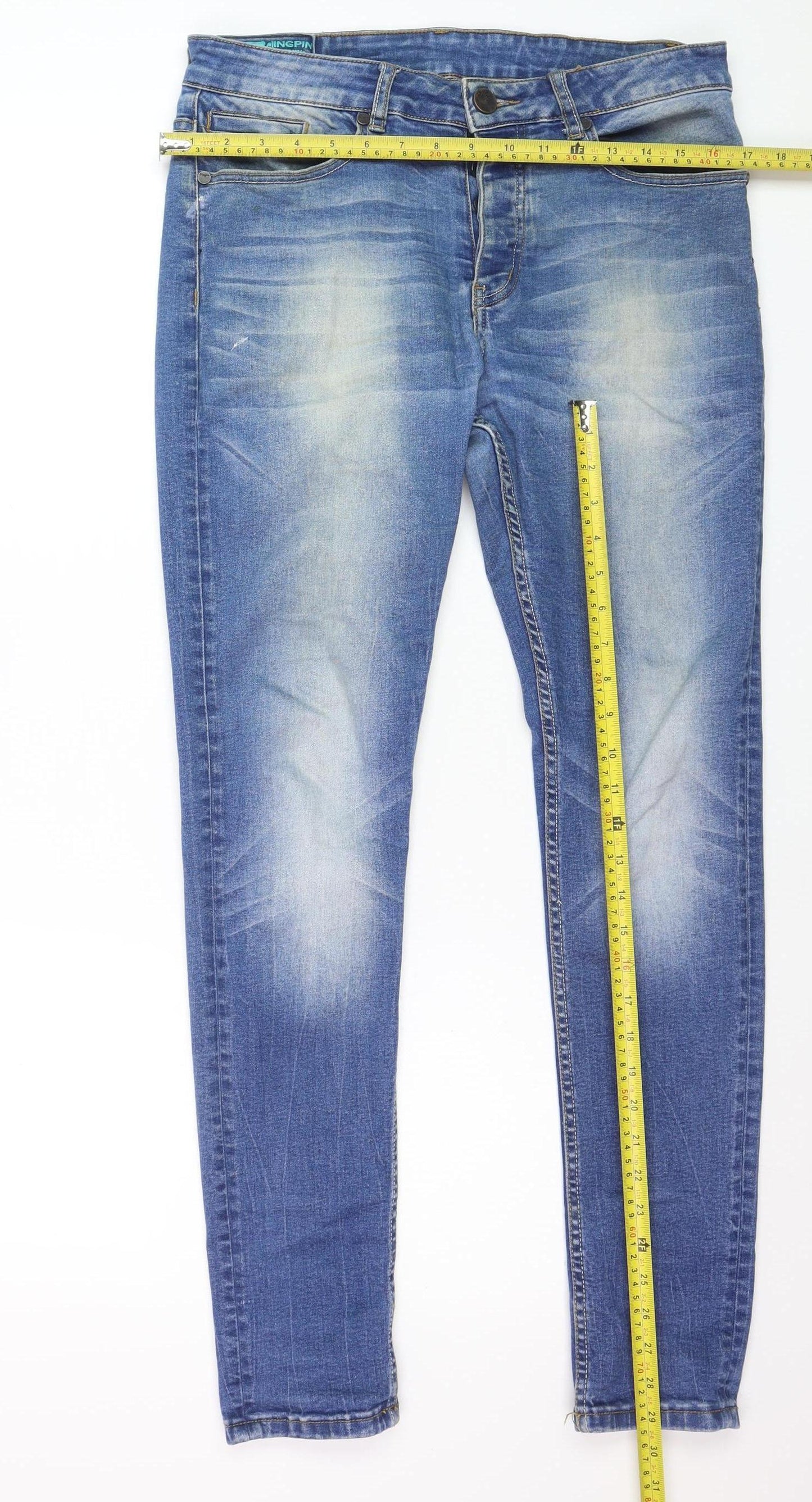 Kingpin Women Blue Skinny Mid Rise Stretch Denim Jeans Size 32R