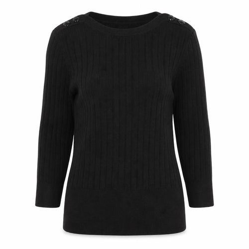 Monsoon Women’s Black Ribbed Knit Boat Neck Jumper Size S