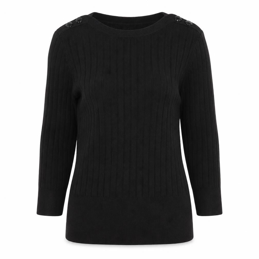 Monsoon Women’s Black Ribbed Knit Boat Neck Jumper Size S