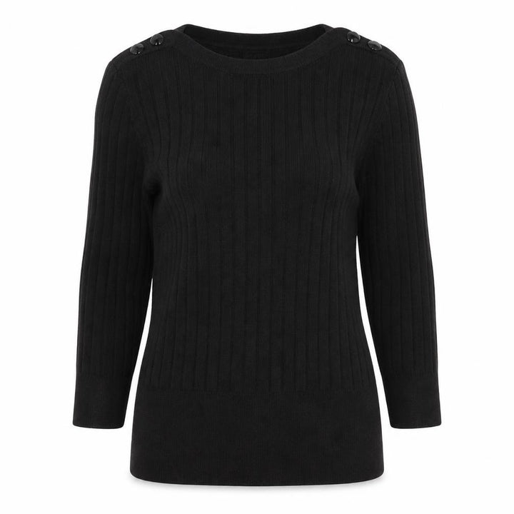 Monsoon Women’s Black Ribbed Knit Boat Neck Jumper Size S