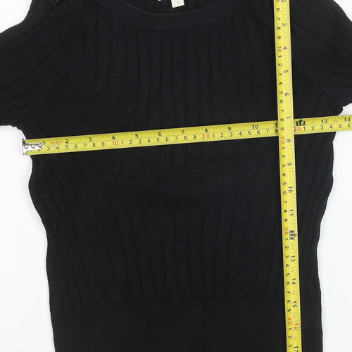 Monsoon Women’s Black Ribbed Knit Boat Neck Jumper Size S