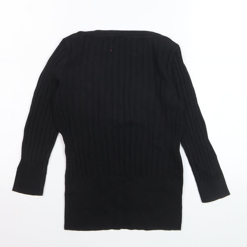 Monsoon Women’s Black Ribbed Knit Boat Neck Jumper Size S