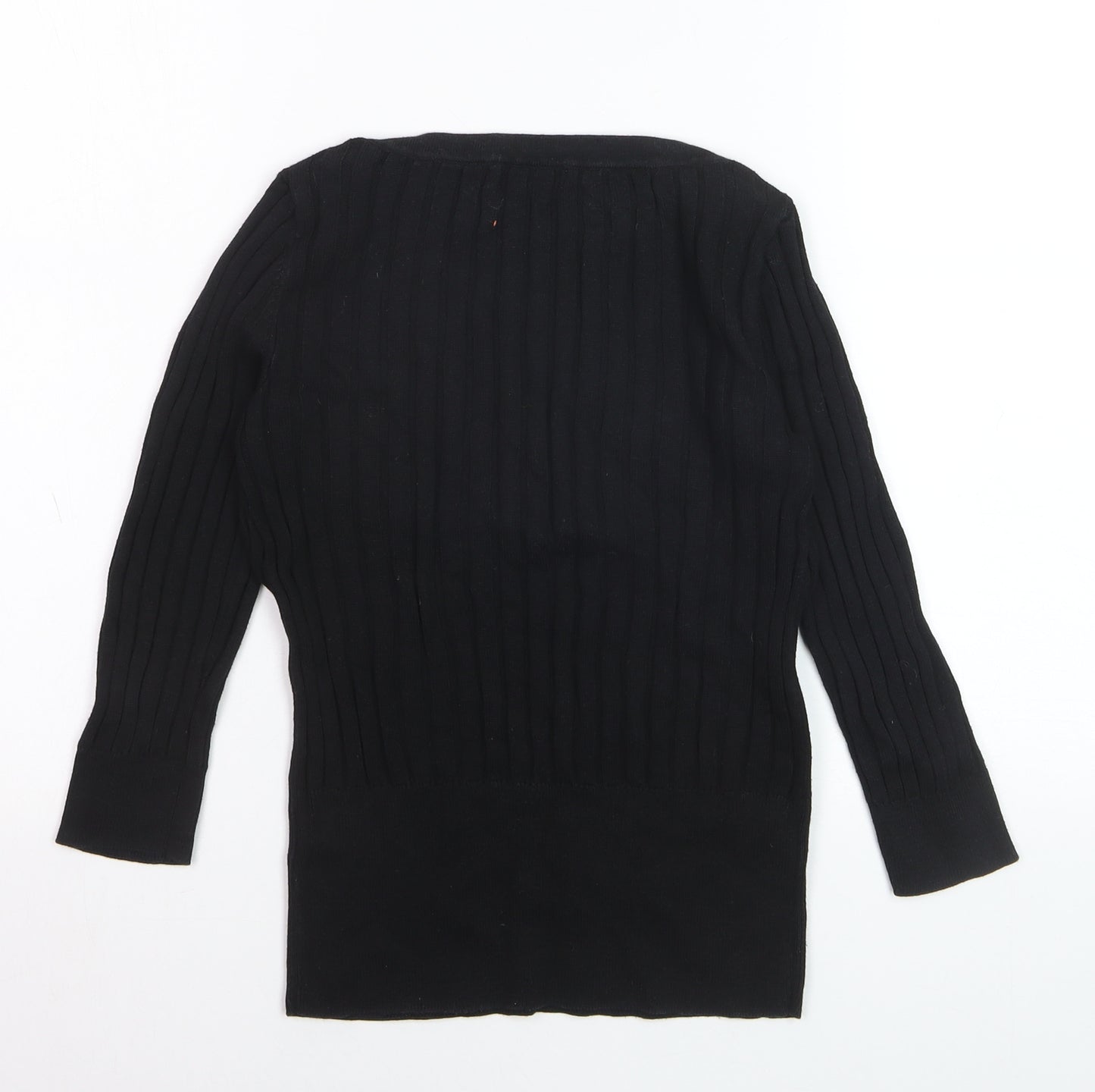 Monsoon Women’s Black Ribbed Knit Boat Neck Jumper Size S