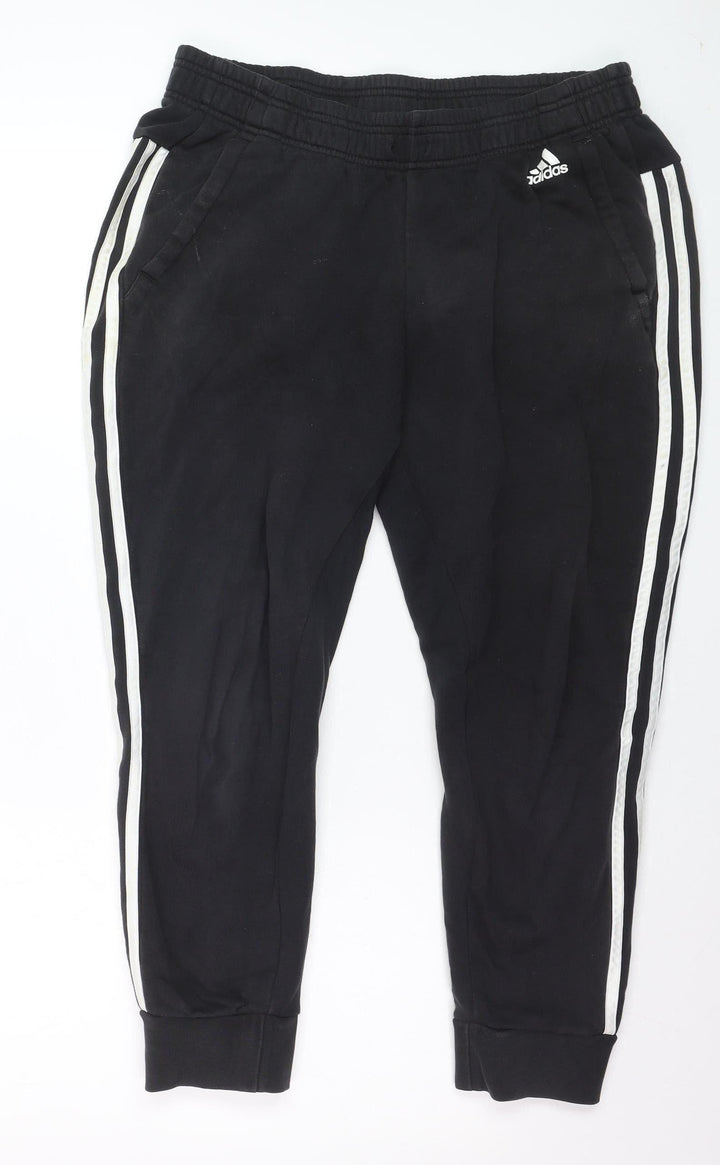 Adidas Boys Black Jogger Trousers Size 16 Years Activewear Track Pants