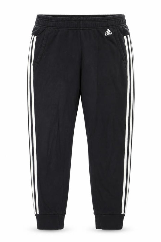Front view of Adidas boys’ black jogger trousers, size 16, years activewear track pants