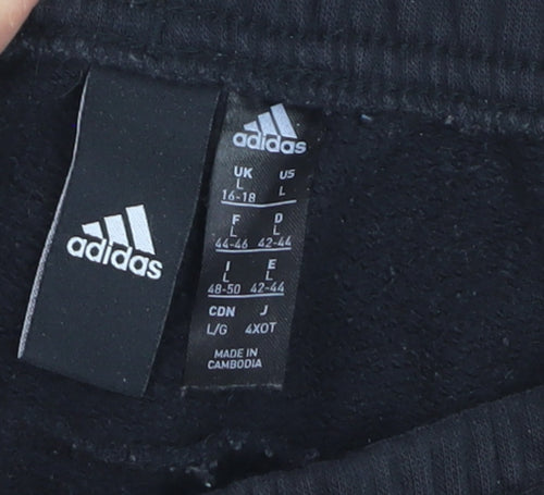Adidas Boys Black Jogger Trousers Size 16 Years Activewear Track Pants