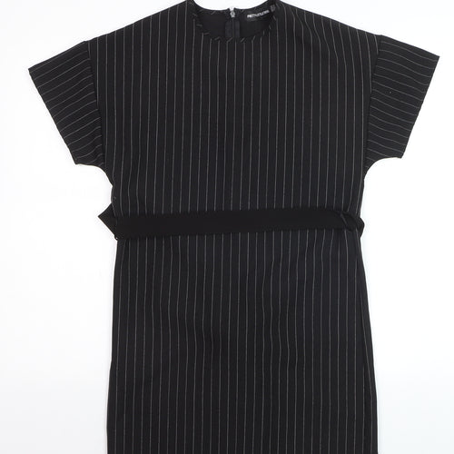 PrettyLittleThing Womens Black Striped Tunic Blouse Size 6