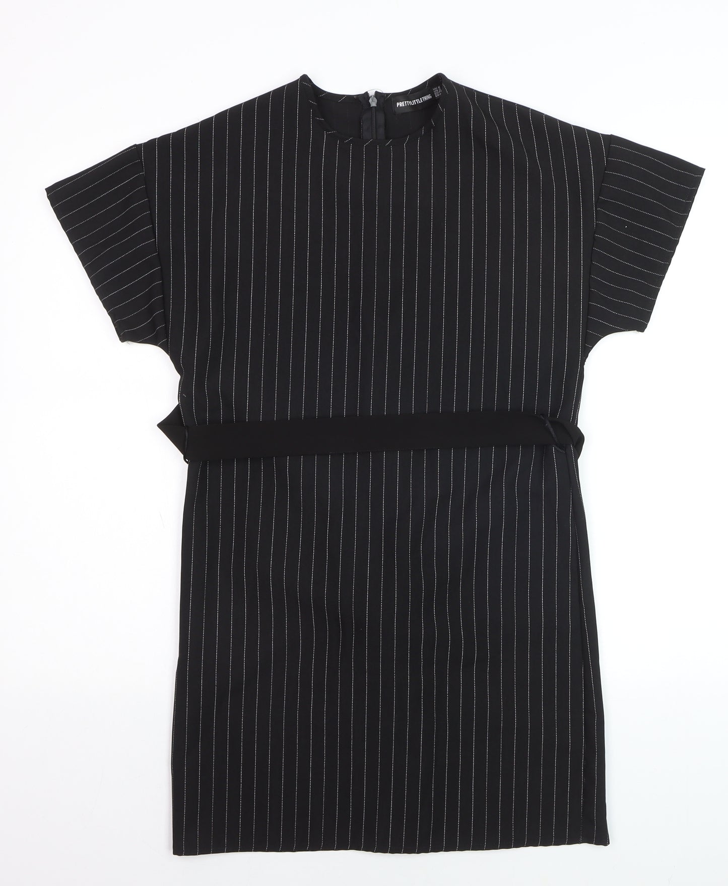 PrettyLittleThing Womens Black Striped Tunic Blouse Size 6