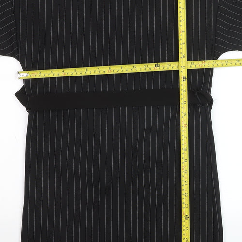 PrettyLittleThing Womens Black Striped Tunic Blouse Size 6