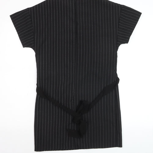 PrettyLittleThing Womens Black Striped Tunic Blouse Size 6